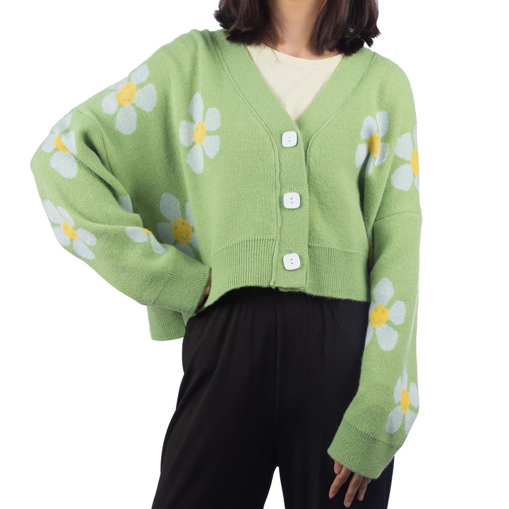 Dreams of Daisies Green Cardigan
